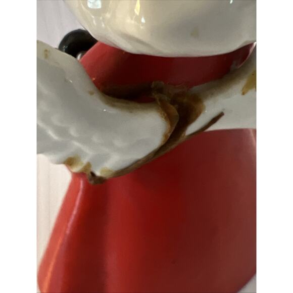 Vintage Nippon Angel Girl Holding Candle Christmas Figurine Red Gold Japan FLAW - Picture 6 of 16